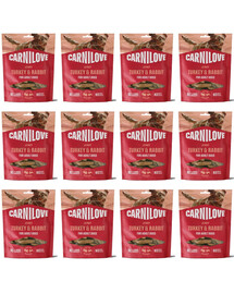 CARNILOVE Dog Jerky Turkey and Rabbit 12x100g przysmaki z indykiem i królikiem dla dorosłych psów