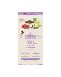 BOSCH Soft Trockenfutter mit Strauß und Tapioka monoprotein getreidefrei für adulte Hunde 12 kg