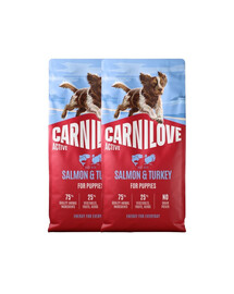 CARNILOVE Active Puppies Trockenfutter Lachs und Truthahn für Welpen getreidefrei 2x12 kg