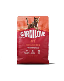 CARNILOVE Active Sterilised Trockenfutter Rind und Wild für sterilisierten Katzen 2 kg