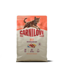 CARNILOVE True Fresh Sterilised Trockenfutter mit Rind für kastrierte Katzen getreidefrei 2 kg
