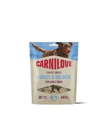 CARNILOVE Freeze Dried gefriergetrocknete Snacks mit Truthahn und Lachs für Hunde getreidefrei 60g
