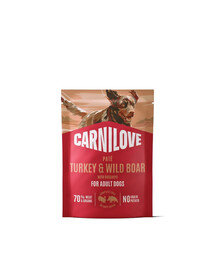 CARNILOVE Nassfutter Pastete mit Truthahn, Wildschwein und Hagebutte für adulte Hunde 300g