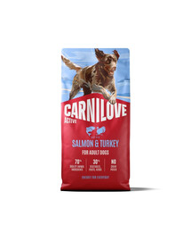 CARNILOVE Active Adult Trockenfutter mit Lachs und Truthahn für aktive Hunde aller Rassen getreidefrei 12 kg