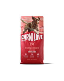 CARNILOVE Active Trockenfutter Wild, Rentier und Wildschwein für adulte Hunde getreidefrei 12 kg
