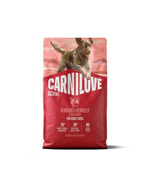 CARNILOVE Active Trockenfutter Wild, Rentier und Wildschwein für adulte Hunde getreidefrei 4 kg