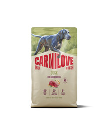 CARNILOVE True Fresh Duck Adult Large Breeds Trockenfutter mit Ente für adulte Hunde großer Rassen getreidefrei 4 kg