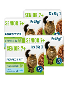 PERFECT FIT Senior 7+ Mix Smaków 48 x 85g mokra karma dla starszych kotów
