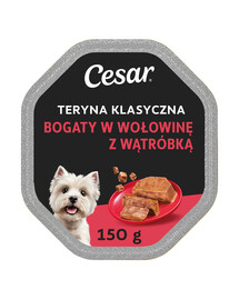 CESAR Nassfutter Terrine mit Rindfleisch und Leber für adulte Hunde 150g