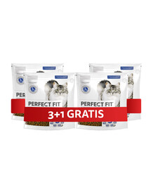 PERFECT FIT Indoor 1+ 4 x 750 g sucha karma pełnoporcjowa dla dorosłych kotów bogata w kurczaka 3+1 GRATIS