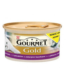 GOURMET Gold Savoury Cake Nassfutter mit Lamm und grünen Bohnen für adulte Katzen 85 g