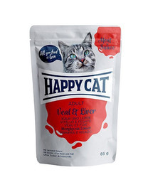 HAPPY CAT Meat in Sauce Adult Veal & Liver (Kalb & Leber) 85 g