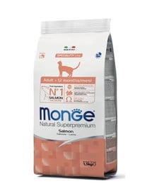 MONGE Cat Salmon Katzenfutter für Erwachsene mit Lachs 1,5 kg