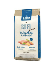 BOSCH Soft junior kurczak & bataty 12,5 kg + naturalne cygara z wołowiną 7 szt.