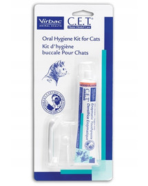 VIRBAC Zahnpflege-Set für Katzen - Paste mit Fischgeschmack 43g und Zahnbürste