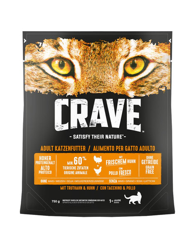 CRAVE Trockenfutter für ausgewachsene Katzen Adult mit Truthahn & Huhn 5 x 750 g