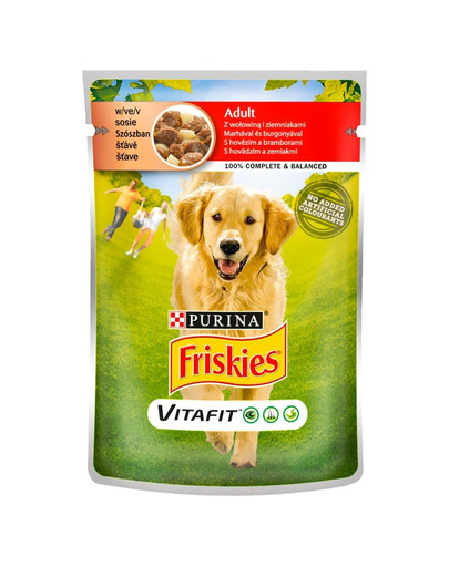 FRISKIES Vitafit Adult mit Rindfleisch und Kartoffeln in Bratensoße 100g Nassfutter für Hunde