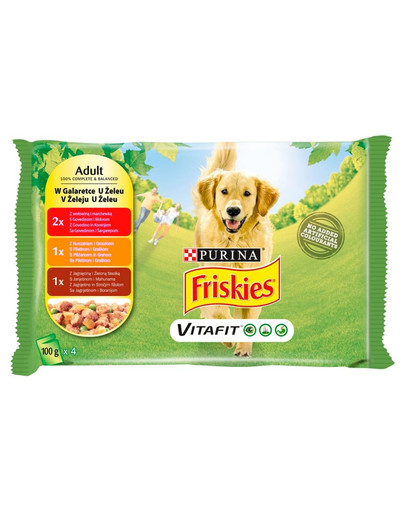 FRISKIES Vitafit Adult Mix jelly flavours 4x100g Nassfutter für ausgewachsene Hunde