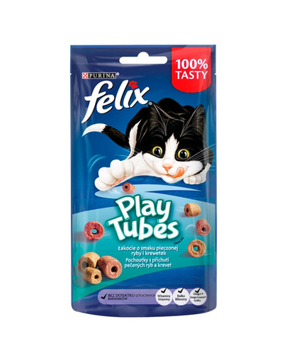 FELIX Play Tubes Katzensnack mit Fisch- und Garnelengeschmack 8x50 g