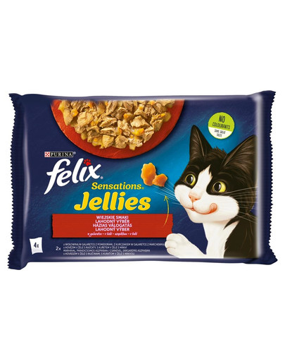 FELIX Sensations Gelees Geschmacksvielfalt vom Land (Rind & Tomate, Huhn & Karotte) 48x85g