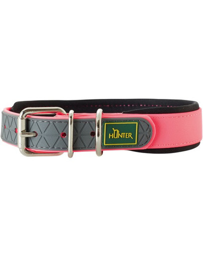 HUNTER Convenience Comfort Hundehalsband Größe L (60) 47-55/2,5cm rosa neon