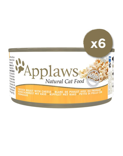 APPLAWS Cat Tin 6 x 70 g Katzennassfutter mit Huhn und Käse
