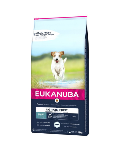 EUKANUBA Grain Free Small&Medium 12 kg Hundefutter für ausgewachsene Hunde kleiner und mittelgroßer Rassen