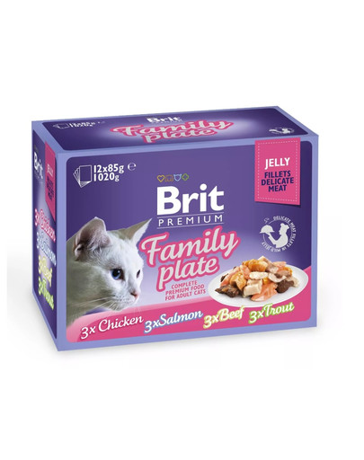 BRIT Premium Jelly fillet Dinner plate Gelee-Katzenfutterbeutel, gemischte Geschmacksrichtungen 48x85 g