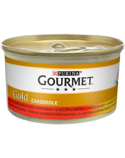 GOURMET Gold Casserole mit Rind und Huhn in Sauce 24x85g Katzennassfutter