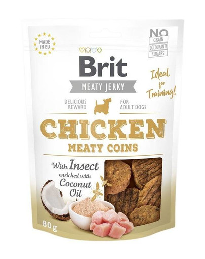 BRIT Meaty Jerky Chicken with Insect Meaty Coins Hundesnacks mit Insekten 80 g
