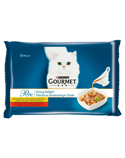 GOURMET Perle Gravy Huhn, Rind 48x85 g Nassfutter für Katzen