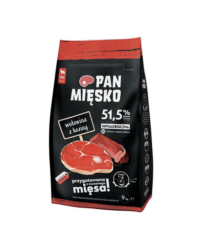 PAN MIĘSKO Rindfleisch mit Ziege für mittlere Rassen 9 kg