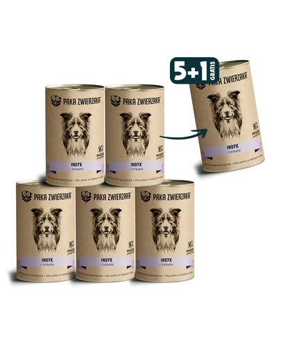 PAKA ZWIERZAKA Nassfutter mit Truthahn und Preiselbeeren getreidefrei für Hunde jeden Alters 6x400g