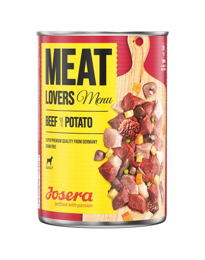 JOSERA Meatlovers Menu Beef with Potato 6x800 g + 2 Dosen Chicken with Carrot 400 g GRATIS