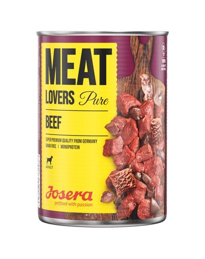 JOSERA Meatlovers Pure Beef 6x400 g + Chicken with Carrot 400 g GRATIS