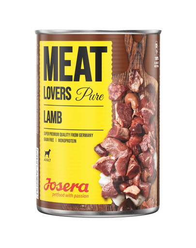 JOSERA Meatlovers Pure Lamb 6x800 g + 2 Dosen Chicken with Carrot 400 g GRATIS