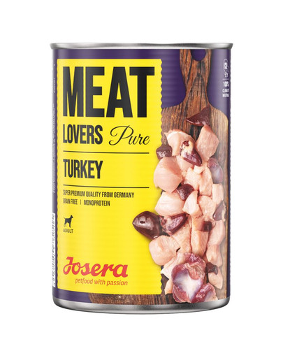 JOSERA Meatlovers Pure Turkey 6x400 g + Chicken with Carrot 400 g GRATIS