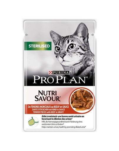 PURINA PRO PLAN Sterilised mit Rindfleisch für sterilisierte Katzen 26 x 85 g