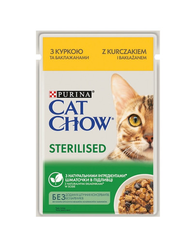 PURINA CAT CHOW Sterilised mit Huhn und Auberginen in Sauce für sterilisierte Katzen 26 x 85 g