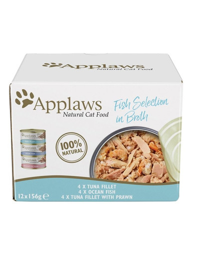 APPLAWS Applaws Cat Tin 12x156g Fish Selection in Broth Multipack