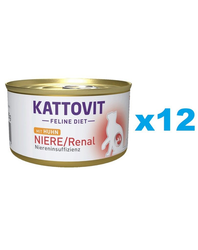 KATTOVIT Feline Diet Niere/Renal Huhn 12 x 85 g