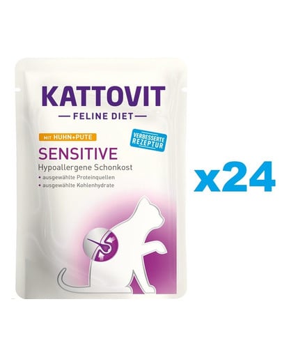 KATTOVIT Feline Diet Sensitive Huhn + Pute 24 x 85 g