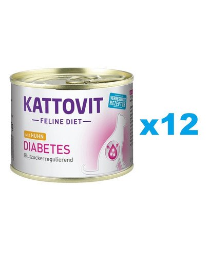 KATTOVIT Feline Diet Diabetes Huhn 12 x 185 g