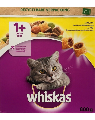 WHISKAS Adult+1 sucha karma dla kotów z kurczakiem 800g