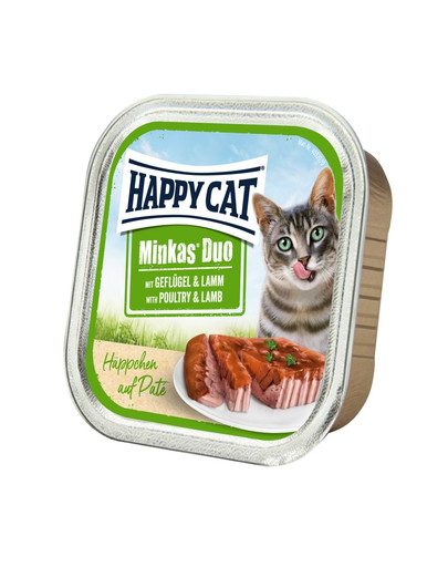 HAPPY CAT Duo Häppchen auf Paté mit Geflügel & Lamm 100 g