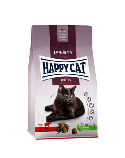 HAPPY CAT Sterilised Trockenfutter mit Voralpen Rind für Katzen nach der Kastration 4 kg