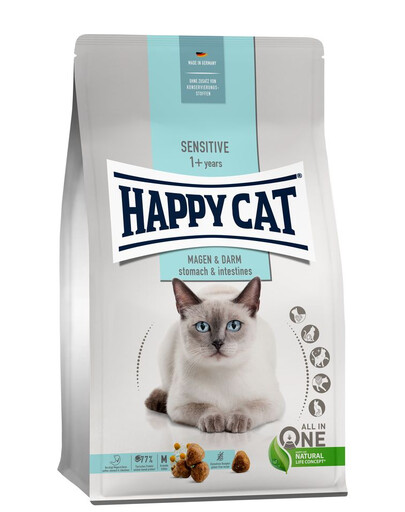 HAPPY CAT Sensitive Trockenfutter mit Ente für Katzen mit empfindlichem Verdauungssystem 4 kg