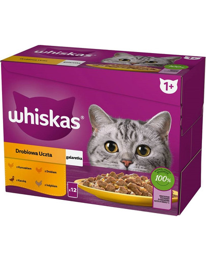 WHISKAS Huhn, Ente, Geflügel, Pute in Gelee 12x85g