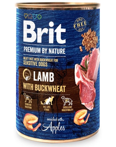 BRIT Premium by Nature 6 x 400 g Lamm und Buchweizen Nassfutter für Hunde