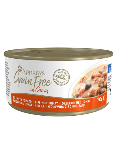APPLAWS Cat Tin Grain Free 72x70g Nassfutter für Katzen - Rindfleisch mit Tomatensauce